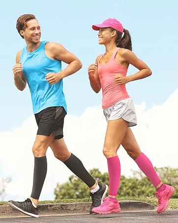 KEMFORD Ankle Compression Sleeve - 20-30mmhg Open Toe Compression Socks for Swelling Plantar Fasciitis Sprain Neuropathy - Brace for Women and Men Beige Large - Kemford Calf Compression Sleeve