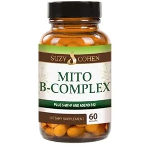 Suzy Cohen Mito B Complex Dietary Supplement 5-MTHF Adeno B12 Methylation Support Supports Healthy Nervous System Boost Energy Vitamin B 60 Veg caps - b-complex