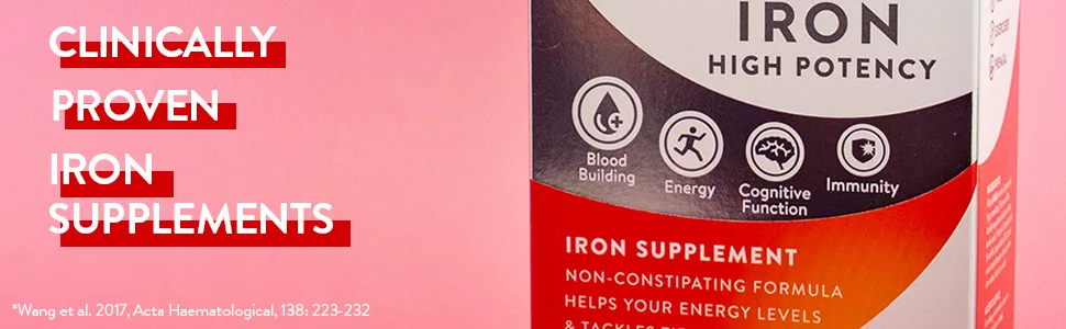 Active Iron High Potency Iron Supplement 2X Better Absorption & Non-Constipating Helps Support Energy Iron Pills for Women & Men 25mg (60 Capsules) - Active Iron box + clinically proven iron supplements