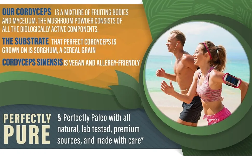 Perfect Supplements  Perfect Cordyceps  90 Vegetable Capsules  Organic Adaptogenic Herbal Supplement  Increases Energy Endurance & Strength - product information 6