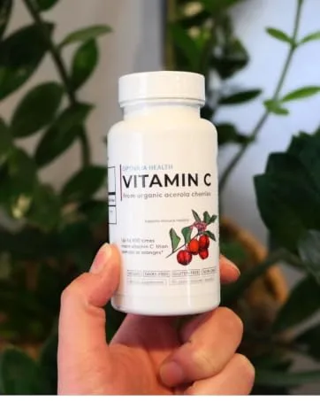 OPTIVIDA Vitamin C with Organic Acerola Cherry Extract - Vegan Supplement - Immune Support & System Booster Healthy Skin & Joints Antioxidant - optivida nano silver