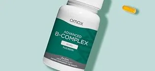 Omax Advanced Vitamin B Complex 50MG with Biotin | Strong & Shiny Hair Skin Nails Support Stress Immunity Energy Metabolism 90 Capsules - vit b