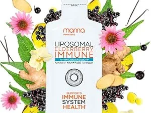 Manna Liposomal Elderberry Immune - Elderberry with Zinc & Vitamin C for Adults - Elderberry Syrup with Echinacea - Elderberry Extract - booster elberry eldeberry extract vitamins kids vegan medicine toddler plant based pure nature