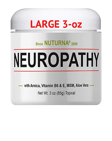 Neuropathy Nerve Cream - for Feet Hands Legs Toes Back Ultra Strength Arnica MSM Menthol Soothing Natural Comfort Large 3 oz - nuturna