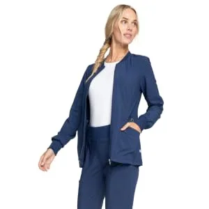 Cherokee Zip Front Womens Scrub Jacket 4-way Stretch with Lightweight Superior Performance and Comfort Infinity CK370A XL Black - A FLATTERING FIT FOR EVERY BODY