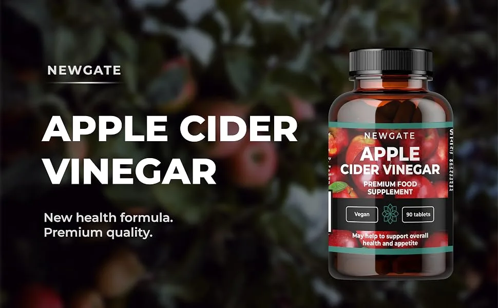Newgate Labs Apple Cider Vinegar 90 Vegan Tablets 500mg - Premium Nutritional Supplement - Made in The UK - Halal GMP Certified - NEWGATE LABS ACCPLE CIDER VINEGAR