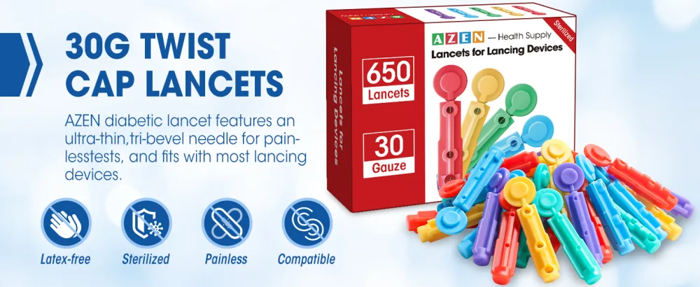 AZEN 650 Pcs Lancets for Diabetes Testing 30 Gauge Multicolored Blood Sugar Lancets Diabetic Lancets for Lancing Device C-650 - product information 5