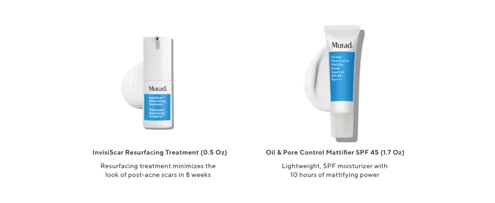 Murad Value Sets - Multi Action Skincare Sets - 2-Piece Full-Size Sets for Targeted Skin Condition Acne Control Set $87 Value - Mattifier, Acne SPF, Acne Treatment, oil controlling