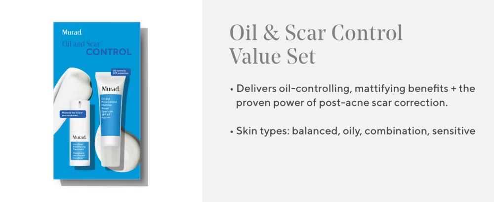 Murad Value Sets - Multi Action Skincare Sets - 2-Piece Full-Size Sets for Targeted Skin Condition Acne Control Set $87 Value - Mattifier, Acne SPF, Acne Treatment, oil controlling