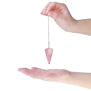 Crystal Pendulum Made of Natural Quartz for Dowsing Divination Chakra Reiki. Pointed with Chain and Jewelry Pouch - crystal pendulum