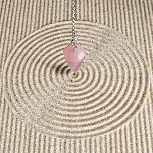Crystal Pendulum Made of Natural Quartz for Dowsing Divination Chakra Reiki. Pointed with Chain and Jewelry Pouch - crystal pendulum