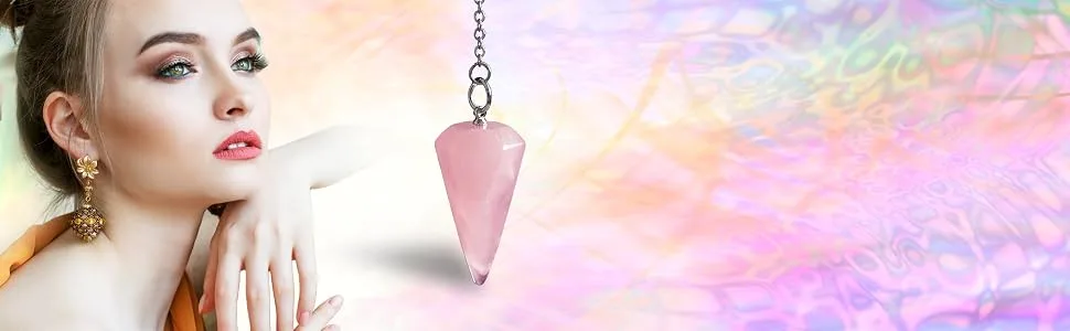 Crystal Pendulum Made of Natural Quartz for Dowsing Divination Chakra Reiki. Pointed with Chain and Jewelry Pouch - crystal pendulum for dowsing