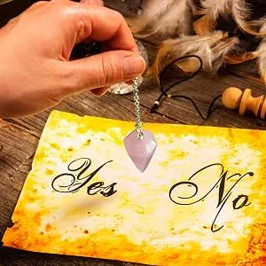 Crystal Pendulum Made of Natural Quartz for Dowsing Divination Chakra Reiki. Pointed with Chain and Jewelry Pouch - crystal pendulum for dowsing