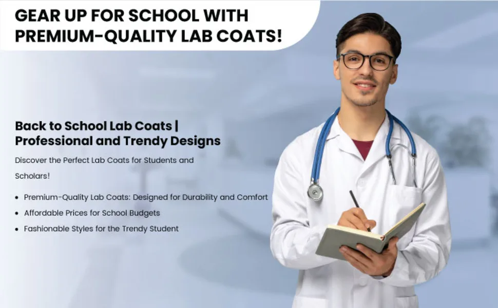 HEEDFIT Premium Quality Unisex Lab Coat Comfortable Poly-Cotton Reusable & Professional Lab Coats Large White - Back to School Lab coats, lab coats, women lab coats, men lab coat,unisex Lab coats