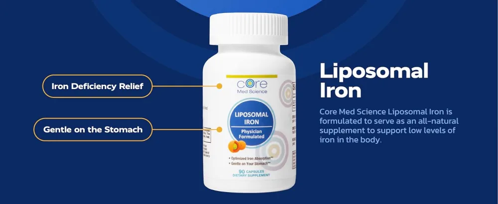 Liposomal Iron Supplements: Iron Supplement Pills for Women and Men by Core Med Science - 65mg - 90 Day Supply - Liposomal Iron A+ Content - Desktop