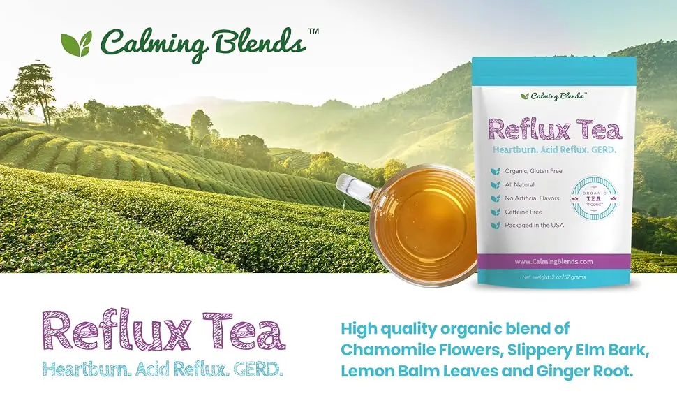 Calming Blends Acid Reflux Loose Leaf Tea | Acid Reflux Heartburn & Indigestion | Caffeine-Free | 36 Cups - Reflux Tea from Calming Blends