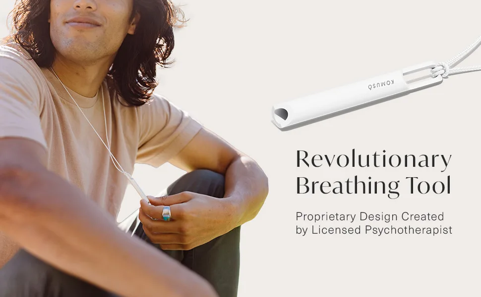 KOMUSO Shift breathing necklace | Quit Smoking and Vaping | Smoking Aid to Quit Unhealthy Habits Black - active