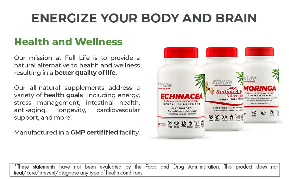 Full Life Colon Cleanser - Herbal Supplement with Cascara Sagrada and Senna Leaf - 120 Veggie Capsules - full life supplements echinacea capsules omega vitamins gluten-free kosher purpurea