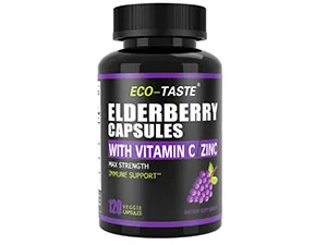 ECO-TASTE 14 Mushrooms Supplement with Black Pepper for Absorption Enhancer  120 Veggie Capsules - elderberry capsule