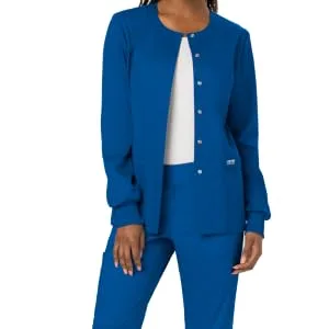 Cherokee Snap Front Scrub Jackets for Women Workwear Revolution Soft Stretch WW310 Large Black - ULTRA-SOFT COMFORT