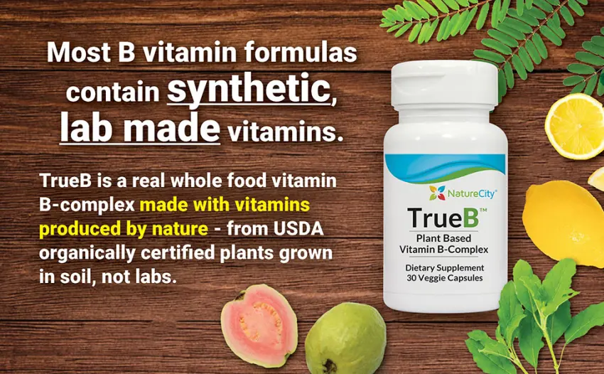 NatureCity True-B Plant Based Vitamin B-Complex 30 Vegan Capsules from Whole Food Sources (1) - TrueB - Plant Based Vitamin B-Complex