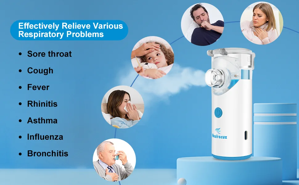 Healrecux Portable Nebulizer Mesh Nebulizer for Adults and Kids of Cool Mist with Two Modes - Portable Nebulizer