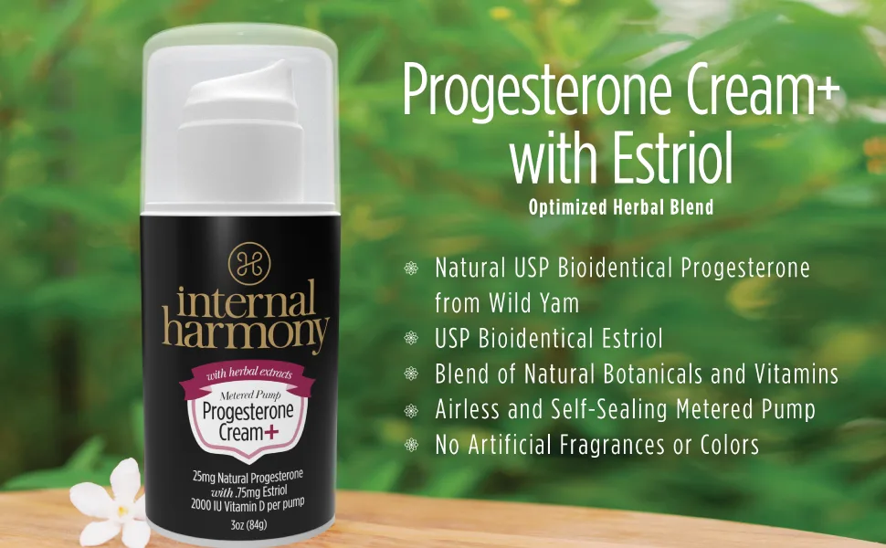 Internal Harmony Natural Progesterone Cream + with Vitamin E B6 B12 and 2000IU Vitamin D - banner big