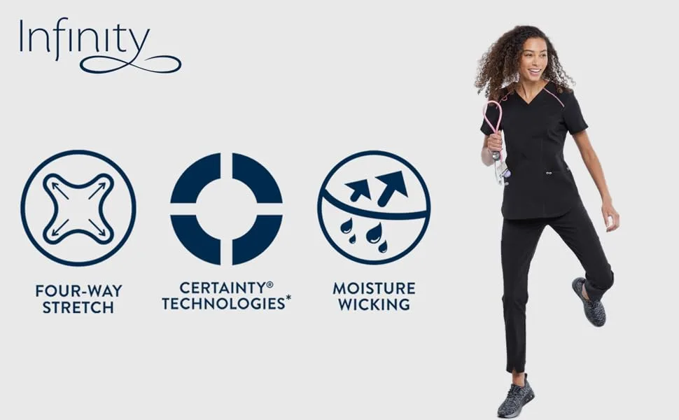 Cherokee Infinity Pull-on Scrub Pants for Women Performance Stretch CK065A Large Black - Infinity Icon Module Women