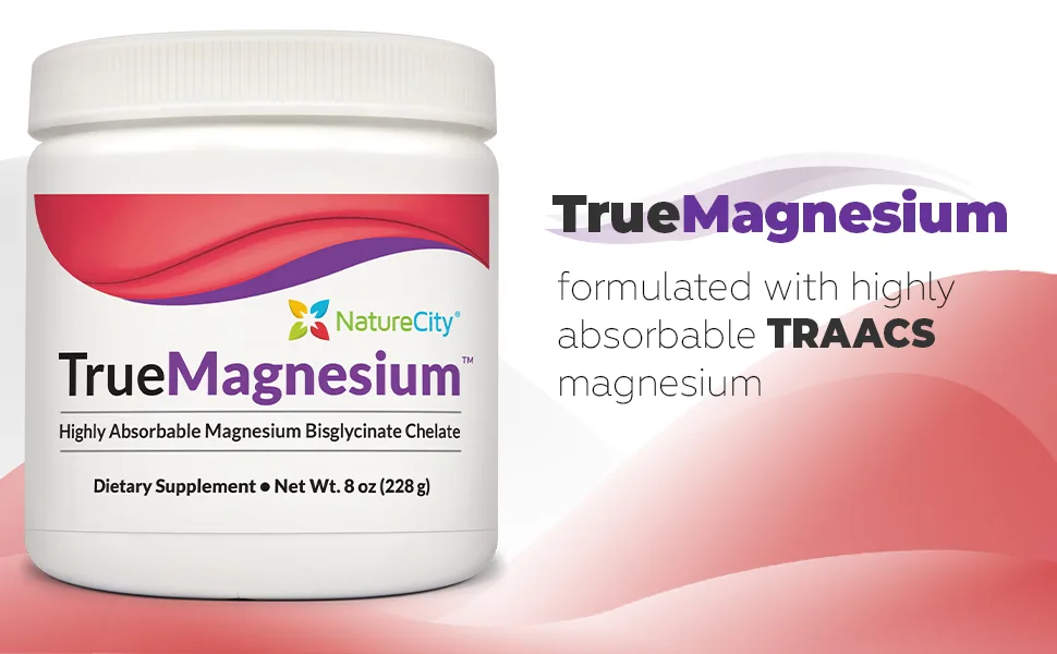 NatureCity TrueMagnesium Highly Absorbable Magnesium Bisglycinate Chelate 60 Servings - qrzfv
