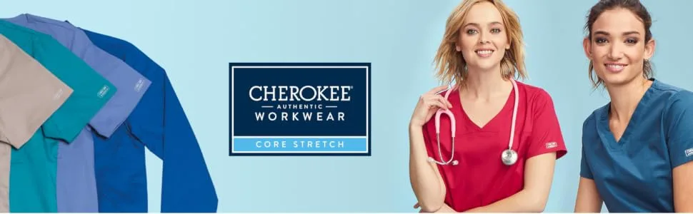 Cherokee Men Scrubs Jacket Workwear Core Stretch Snap Front Plus Size WW330 4XL Ciel - WW Core Stretch Header