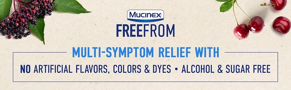 Mucinex FreeFrom Cold Flu & Congestion Multi-Symptom Relief Cherry 6 Fl Oz - free from