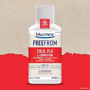 Mucinex FreeFrom Cold Flu & Congestion Multi-Symptom Relief Cherry 6 Fl Oz - packshot