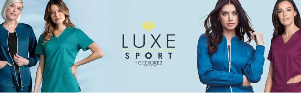 Cherokee Luxe Women Warm Up Scrubs Jacket Snap Front 1330 XX-Large Royal - Luxe Sport Header