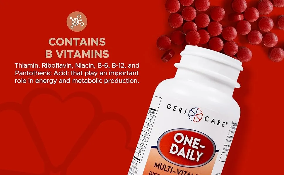 One-Daily Multi-Vitamin Tablet 200 Count by GeriCare| Adult Multivitamin Supplement for Men & Women | Easy-to-Take Dietary Supplement with Vitamins A C D3 B Calcium| Vitamin & Mineral Complex - GC-501-01-GCP A+3