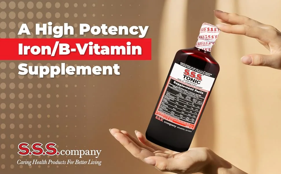 S.S.S. Tonic Iron and Vitamin B Supplement High Potency Vitamins Bottle - 10 Fl Oz - A High Potency Iron/B-Vitamin Supplement