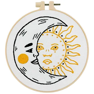 Anidaroel 3 Sets Embroidery Starter Kit for Adults Beginners Stamped Cross Stitch Kits for Beginners Include Embroidery Fabric Embroidery Hoops Threads and Needles 3 Pack Embroidery Kit - embroidery