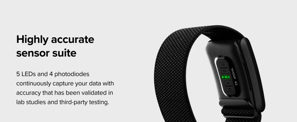 WHOOP 4.0 Wearable Health Fitness And Activity Tracker - Black & Ultra-Soft SuperKnit Accessory - Ice - highly accurate sensor suite