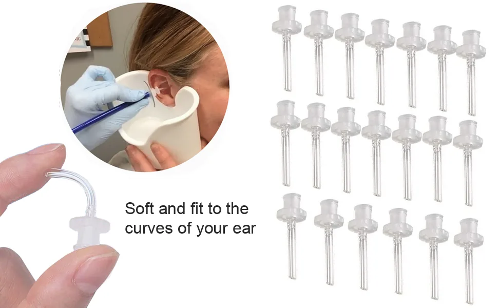 BOCOOLIFE Earwax Removal Tips - 100 Pack Ear Washer Disposable Tips Replacement Ear Washer Tips Compatible with All Ear Wash Systems Requiring Such Disposable Tips 100 Tips - Soft tips