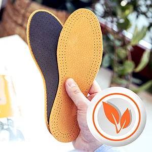 Leather Carbon Set 6 Pair Pack Leather Shoe Insoles for Men and Women with Activated Carbon Underlayer | Replacement Inserts | Kaps (44 EUR / 11 US Men) - natural