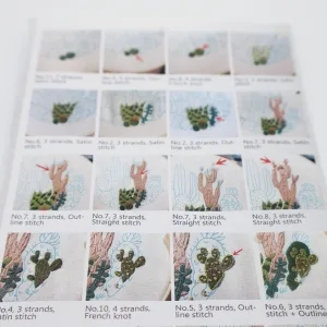 Highkick Embroidery Starter Kits for Adults Beginners with Stamped Pattern Embroidery Floss + Needles + Hoop Cactus Series 3 Pack - BKA08E-tutorial3