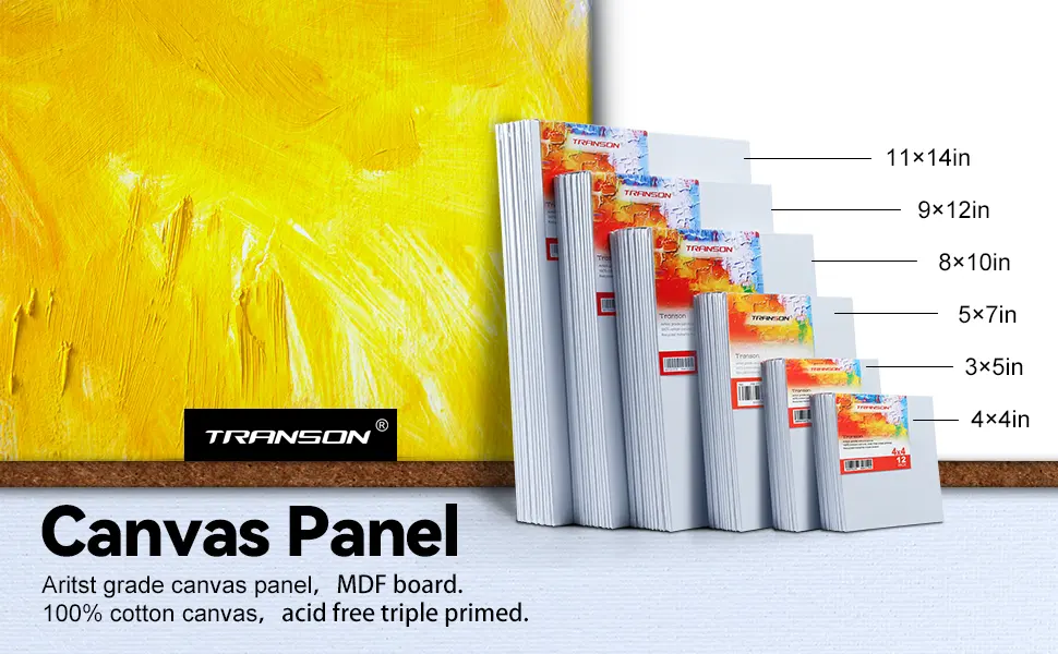 Transon 3x5 Artist Canvas Panel for Painting No Warping MDF Board 12Pack Acid-Free Primed 3*5 12-PACK - Main Picture