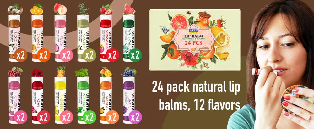 24 Pack Lip Balm Natural Lip Balm Bulk Lip Care Product Moisturizing Lip Balm for dry cracked lips A-24 - product information 7