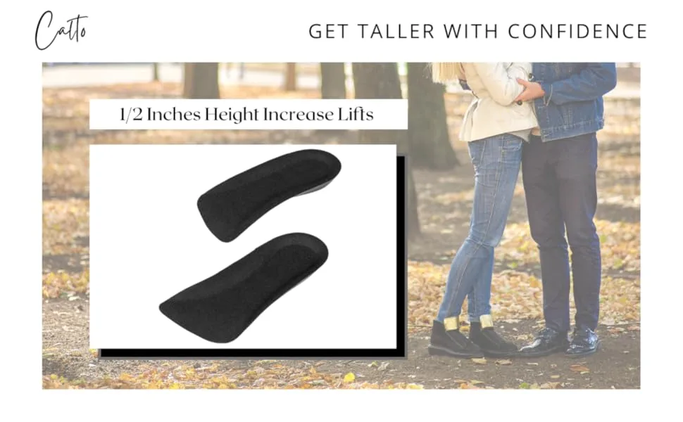 CALTO Half Elevator Insole for Men - 1/2 Inch Height Increase Taller Heel Lift Insert (2 Pack) Black - IK108 HEIGHT INCREASE INSOLE