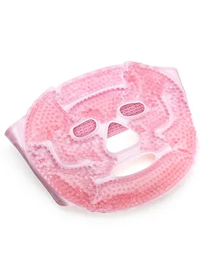 LotFancy Ice Face Mask Gel Beads Ice Pack Hot Cold Therapy for Full Face Reduce Migraines Headache Stress Puffy Eyes Dark Circles Adjustable Strap Soft Fabric Backing Reusable Pink - Ice face mask