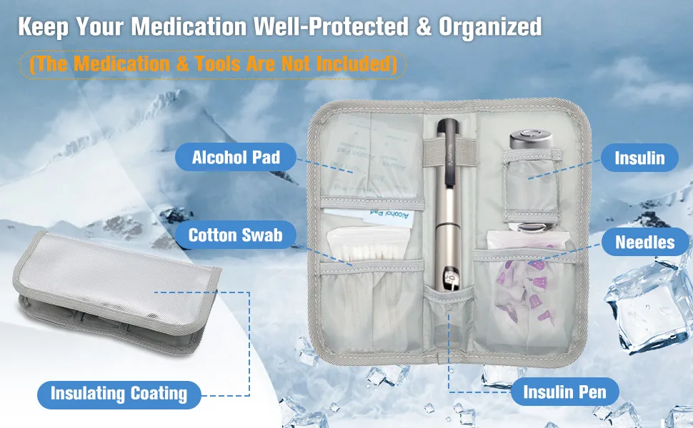ProCase Insulin Cooler Travel Carrying Case Diabetic Medication Organizer Insulated Cooling Bag with 2 Ice Packs for Insulin Pens Syringe Needle -Black - product information 15