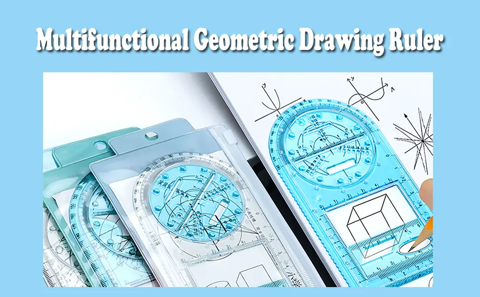 Multifunctional Geometric Rulers Drawing Tool Creative Arting Craft Draft Template Drawing Measuring Tool for Kids Students Office Supply Plastic Drawing Measuring Ruler Math Material (3 Packs) - multifunctional geometric drawing rulers