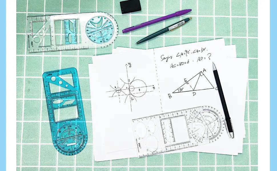 Multifunctional Geometric Rulers Drawing Tool Creative Arting Craft Draft Template Drawing Measuring Tool for Kids Students Office Supply Plastic Drawing Measuring Ruler Math Material (3 Packs) - multifunctional geometric drawing rulers