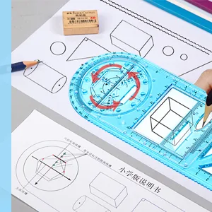 Multifunctional Geometric Rulers Drawing Tool Creative Arting Craft Draft Template Drawing Measuring Tool for Kids Students Office Supply Plastic Drawing Measuring Ruler Math Material (3 Packs) - multifunctional geometric drawing rulers