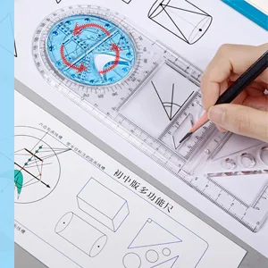Multifunctional Geometric Rulers Drawing Tool Creative Arting Craft Draft Template Drawing Measuring Tool for Kids Students Office Supply Plastic Drawing Measuring Ruler Math Material (3 Packs) - multifunctional geometric drawing rulers