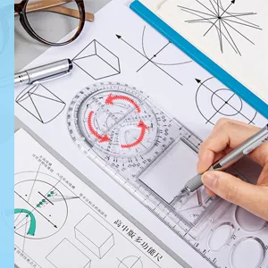 Multifunctional Geometric Rulers Drawing Tool Creative Arting Craft Draft Template Drawing Measuring Tool for Kids Students Office Supply Plastic Drawing Measuring Ruler Math Material (3 Packs) - multifunctional geometric drawing rulers